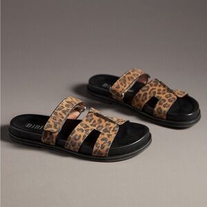 Bibi Lou Cutout Slide Sandals - Leopard Suede